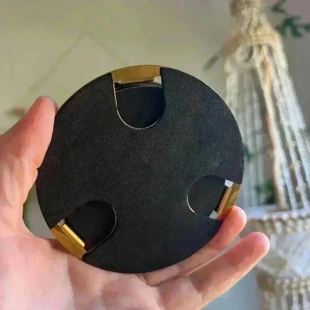 IKEA GLATTIS Coasters with holder, brass / gold color, 3 
